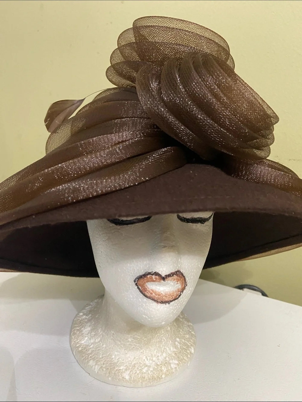 Beautiful Brown Dress Hat with Swirl Accent